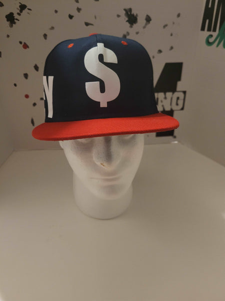 BIG MONEY SNAPBACK HAT (NAVY BLUE/RED BRIM)