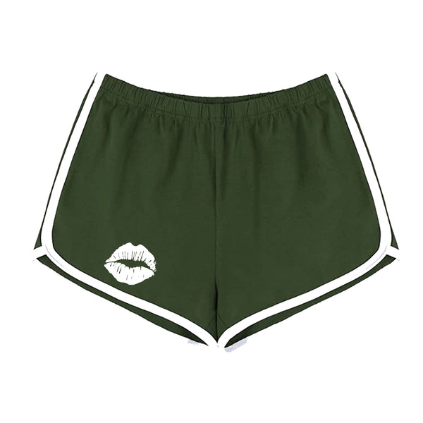 KISS MY LIPS BOOTY SHORTS (ARMY GREEN)
