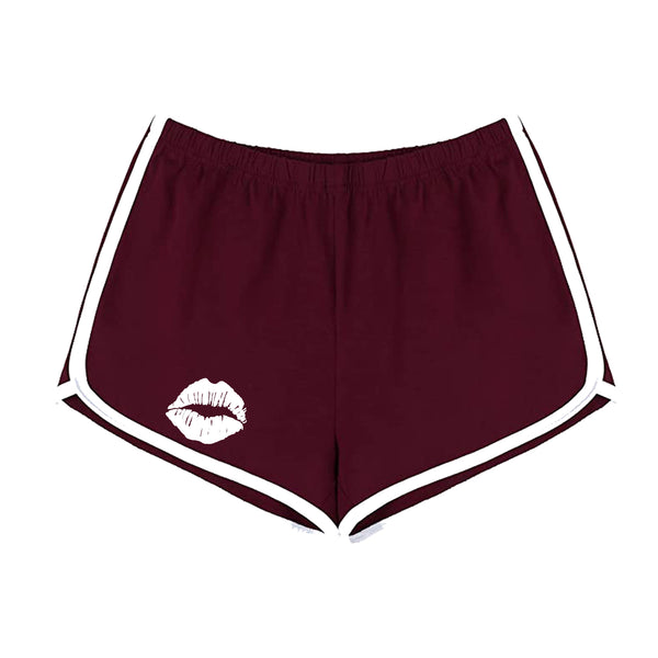 KISS MY LIPS BOOTY SHORTS (WINE RED)