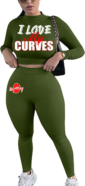 I LOVE MY CURVES SWEATER SET (ARMY GREEN)