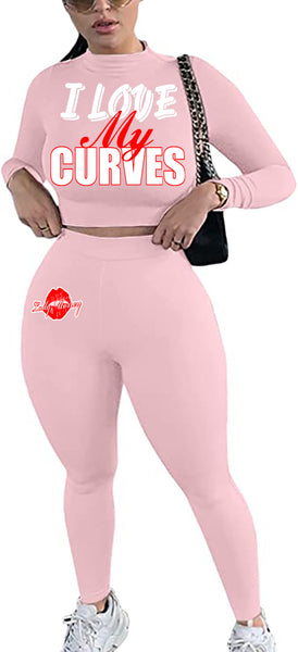 I LOVE MY CURVES SWEATER SET (PINK)