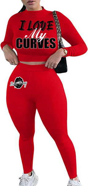 I LOVE MY CURVES SWEATER SET (RED)